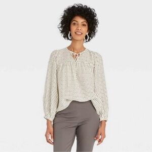 A New Day Black and White Dotted Blouse
